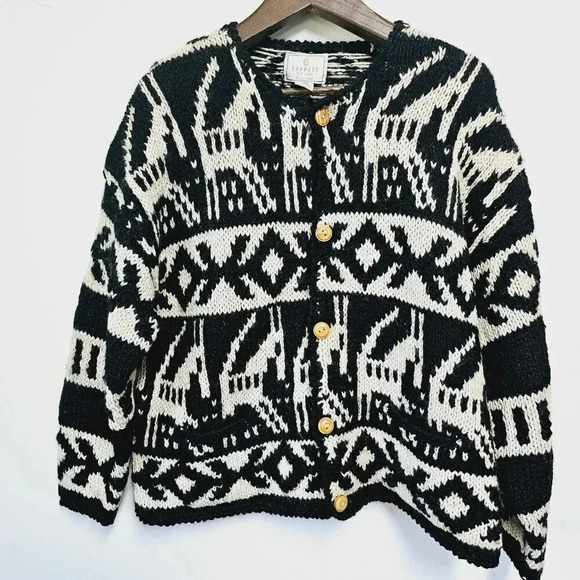 EXPRESS Tricot vintage chunky  cardigan sweater m/l - Picture 4 of 12